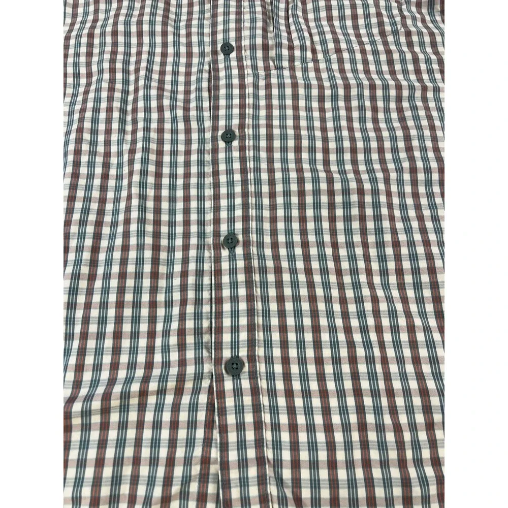 The North Face Mens XL Short Sleeve Plaid Button Up Hiking Shirt Nylon‎ Blend